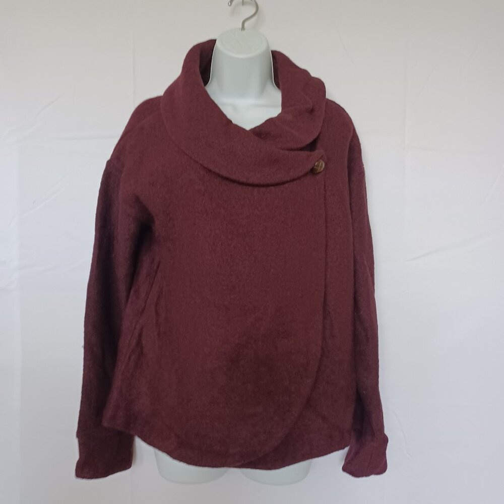 Sigrid Olsen  burgandy split cowl neck sweater ‎ sz M
